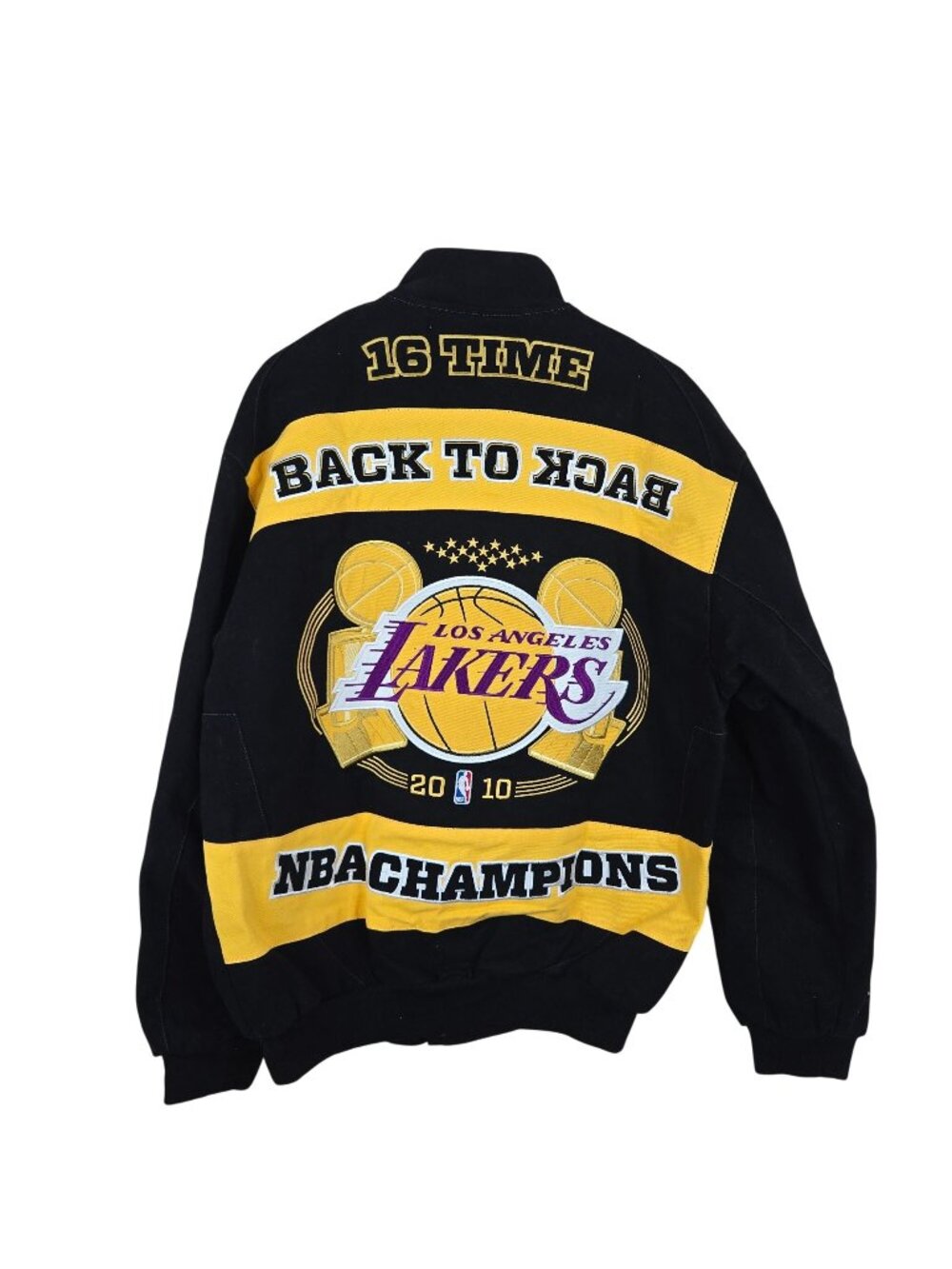 Los Angeles Lakers 16 NBA Champions Jacket 2010 Black Denim Embroidered Mens XL